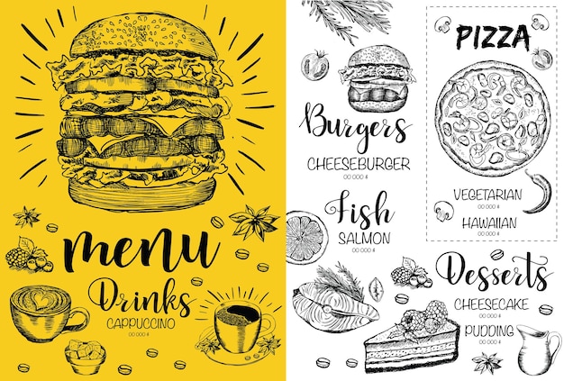 Restaurant cafe menu, template design. Food flyer.	
