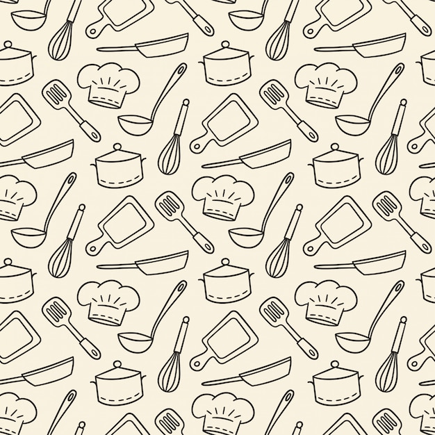 Restaurant Chef. Cute hand drawn seamless pattern. illustration