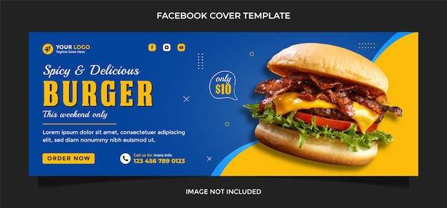 Restaurant delicious burger food menu social media facebook cover post or web banner template design