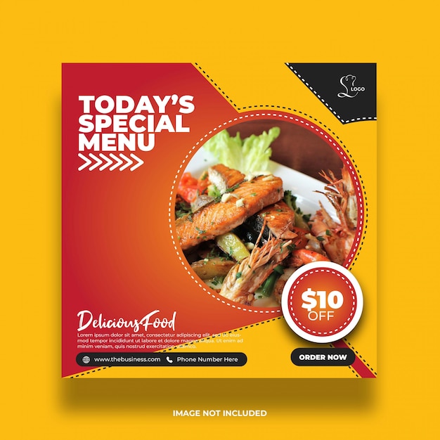 Restaurant delicious colorful special menu social media post abstract premium minimal template