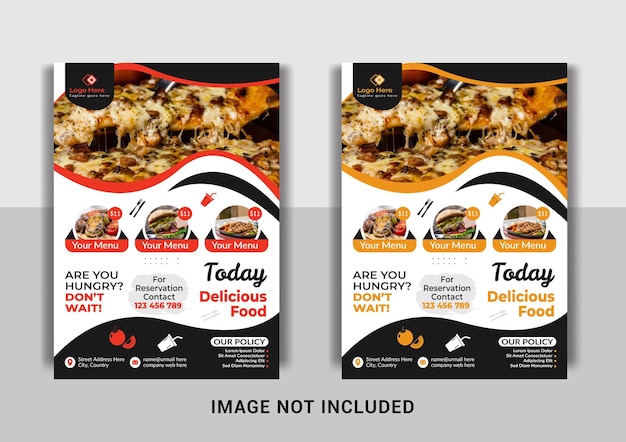 Restaurant flyer template and fast food vertical print template design