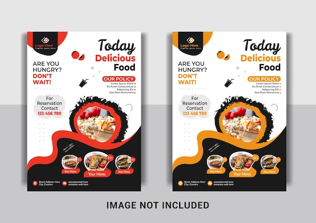 Restaurant flyer template and fast food vertical print template design