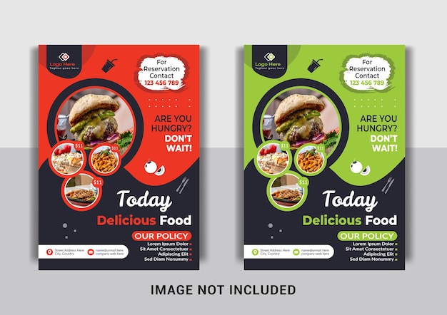 Restaurant flyer template and fast food vertical print template design