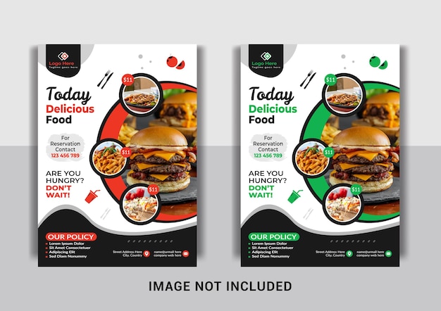 Restaurant flyer template and fast food vertical print template design