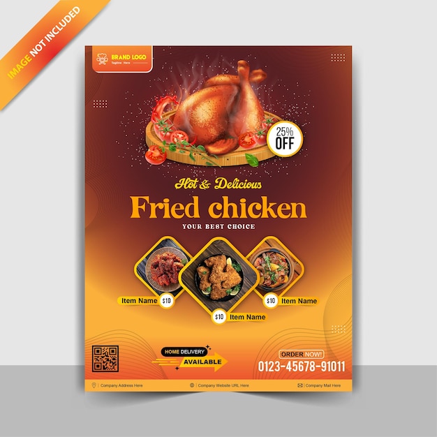 Restaurant food fried chicken flyer design template full vector eps