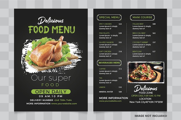 Restaurant Food Menu Flyer Template Design Premium vector