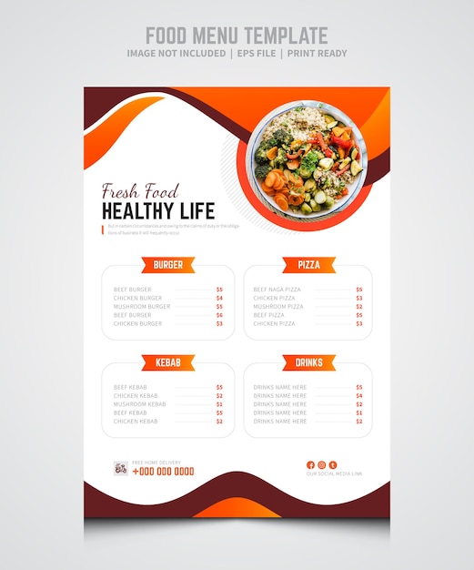 restaurant food menu flyer template premium vector