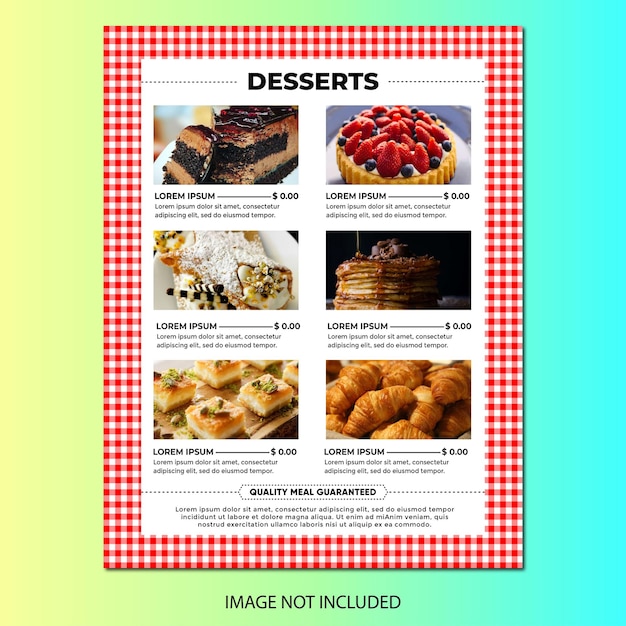 restaurant food menu flyer template