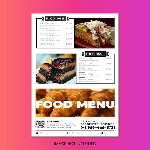 restaurant food menu flyer template