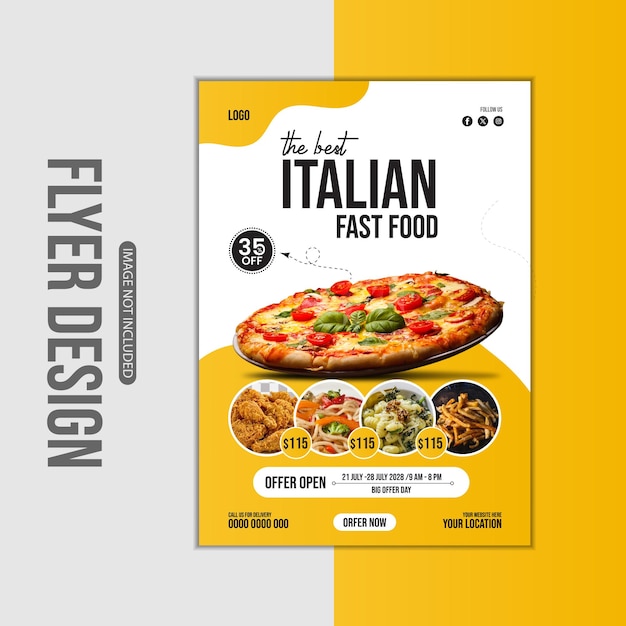 Restaurant food menu poster design template