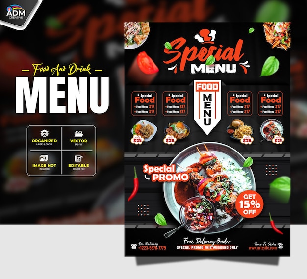 Restaurant Food Menu Poster Design Template