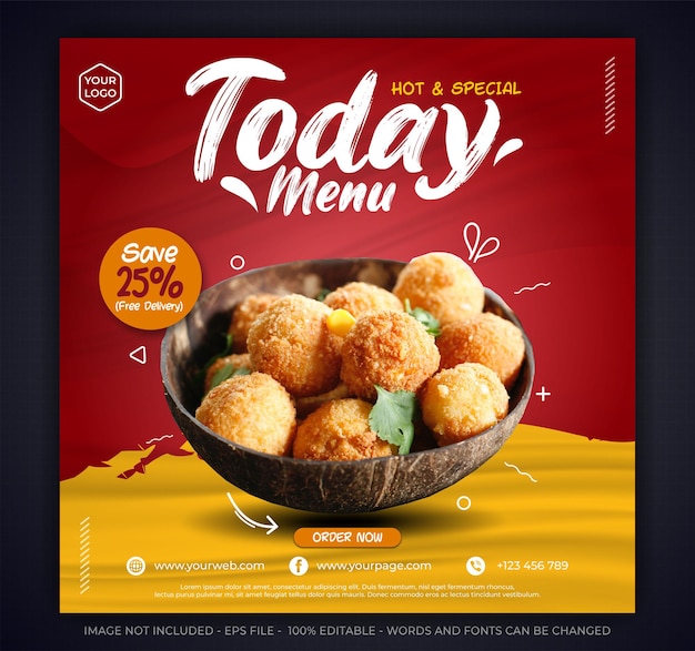 Restaurant or food menu social media post template