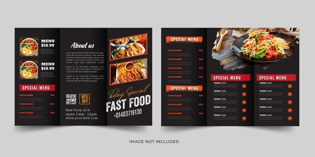 Vector restaurant food menu trifold brochure template premium vector