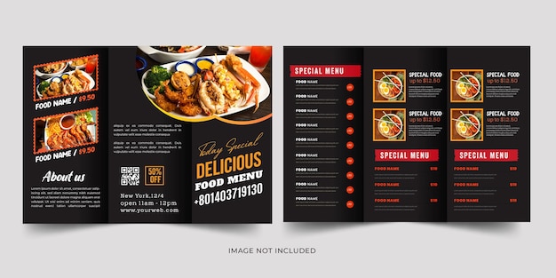 Restaurant food menu trifold brochure template Premium Vector