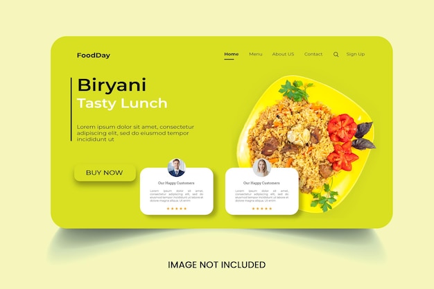 Restaurant food menu web landing page template