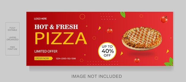 Restaurant food pizza Facebook cover social media design and web banner template