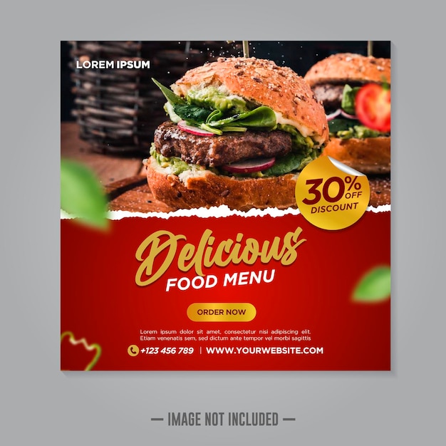 Restaurant food social media banner post design template