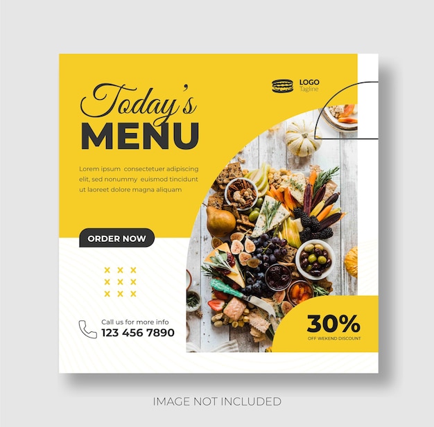 Restaurant food social media post template and instagram banner