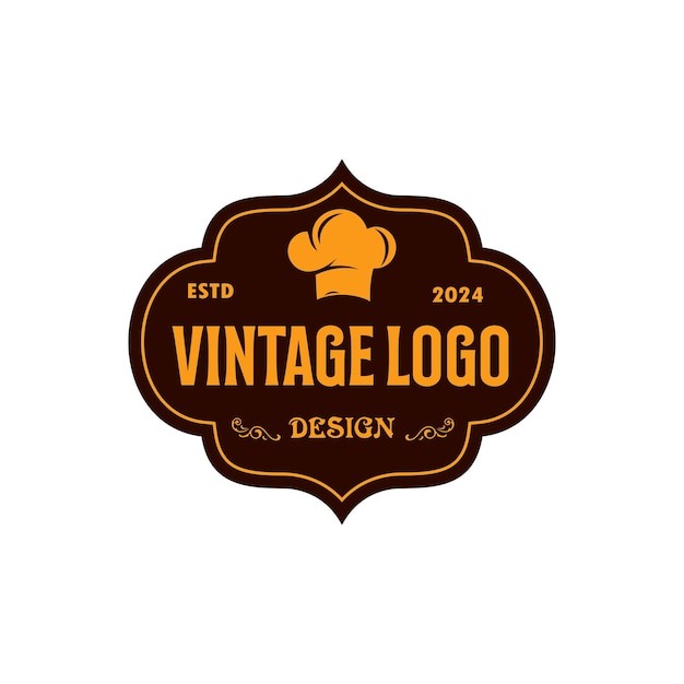 Restaurant logo Catering quality Vintage bakery template chef hat and bread for bakery restaurant