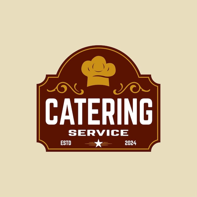 Restaurant logo Catering quality Vintage bakery template chef hat and bread for bakery restaurant