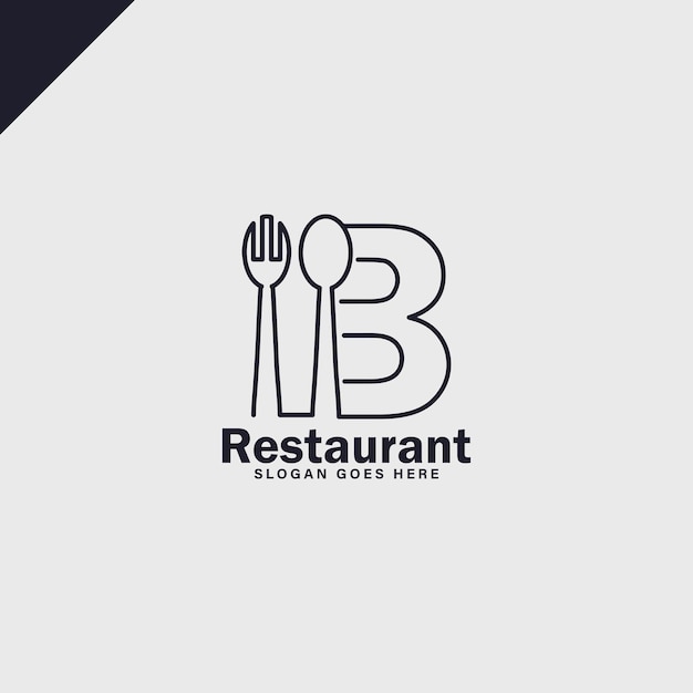 restaurant logo minimalistletter b logo with spoon and fork symbol