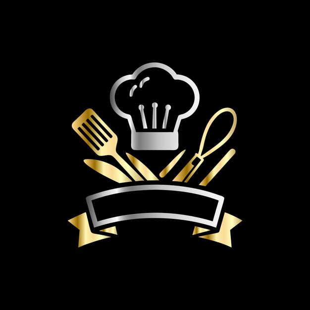 Restaurant logo template Chef hat spoon fork and knife icon