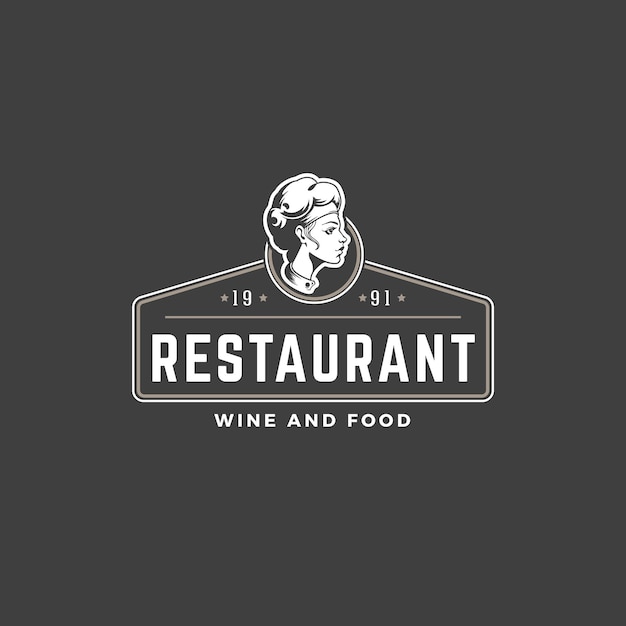 Restaurant logo template vector object for logotype or badge design