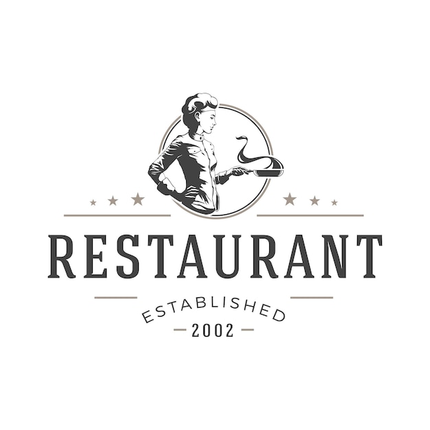 Restaurant logo template vector object for logotype or badge design