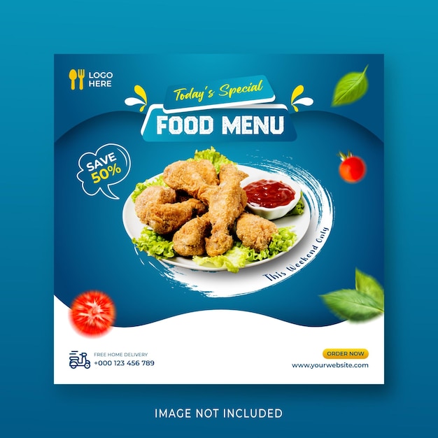 Restaurant menu social media promotion post template Premium Eps