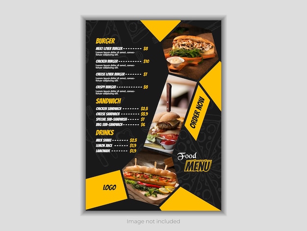 Restaurant menu template for opulent vacation rentals