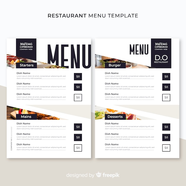 Vector restaurant menu template