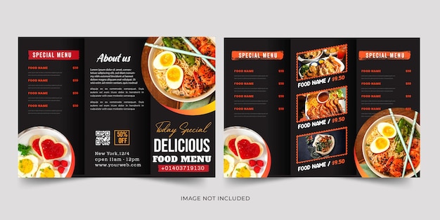 Vector restaurant menu trifold brochure template premium vector