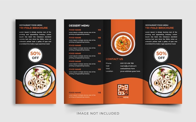 Vector restaurant menu trifold brochure template