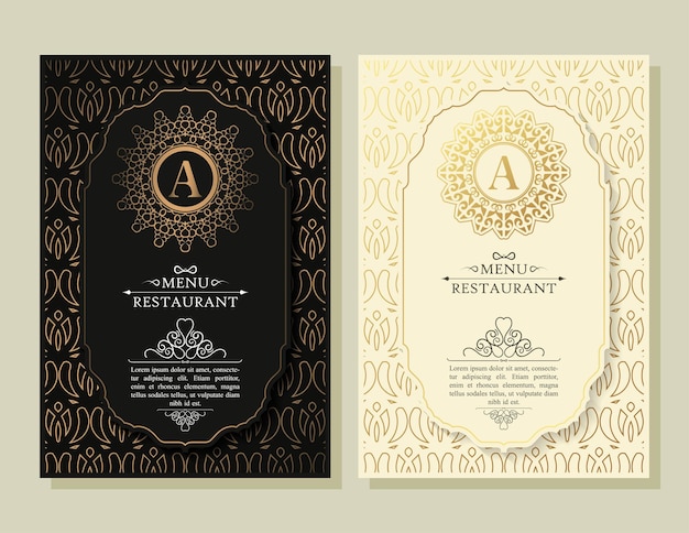 Restaurant menu with elegant ornamental style