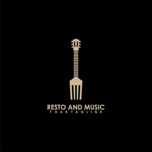 restaurant music fork guitar logo design