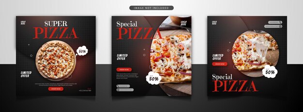 Restaurant pizza menu social media post template