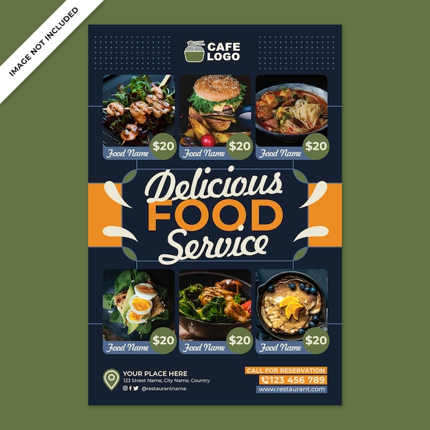 restaurant poster promotion in flat design style