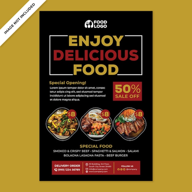 restaurant poster promotion in flat design style