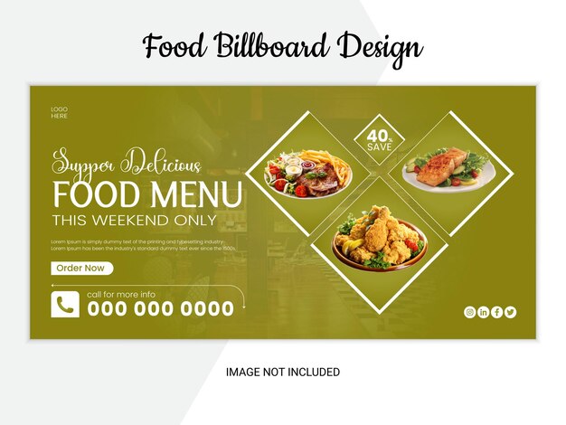 Vector restaurant promotion display food billboard design