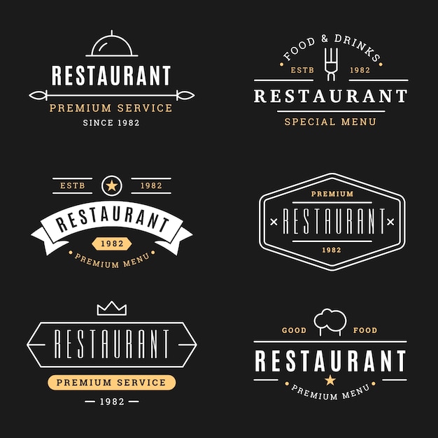 Restaurant retro logo template set