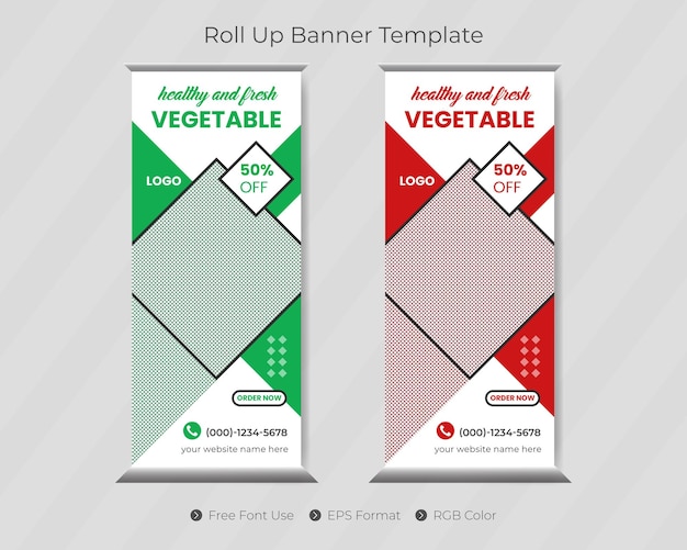 Restaurant roll up banner template design