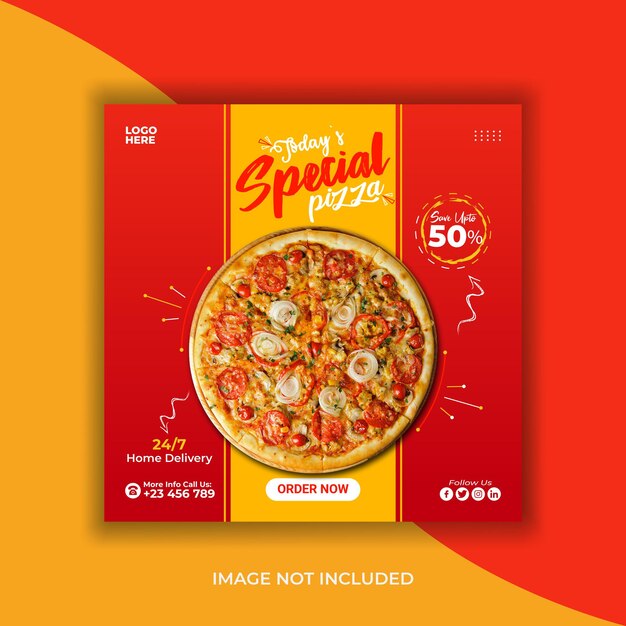 Vector restaurant's special pizza social media post template