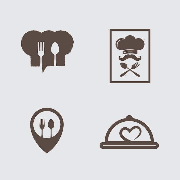 Restaurant set hat chef and kitchen logo design