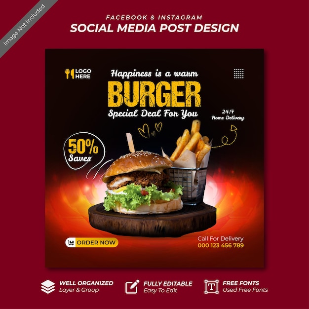 Restaurant social media Banner Design