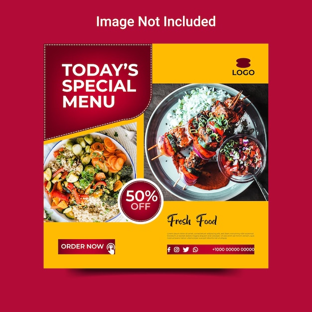 Restaurant Social Media Instagram Post banner design template Vector