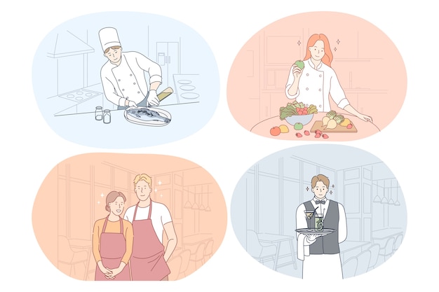 Restaurant worker, cook, chef, waiter, barista concept.