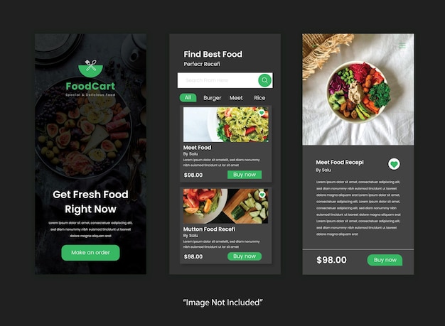 Restaurants Mobile app UI Kit Design template