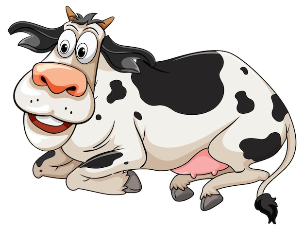 Resting Cow In Cartoon Style