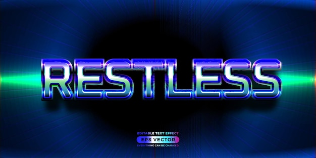 Restless editable text style effect in retro look design with experimental background ideal for poster flyer logo social media post and banner template promotion