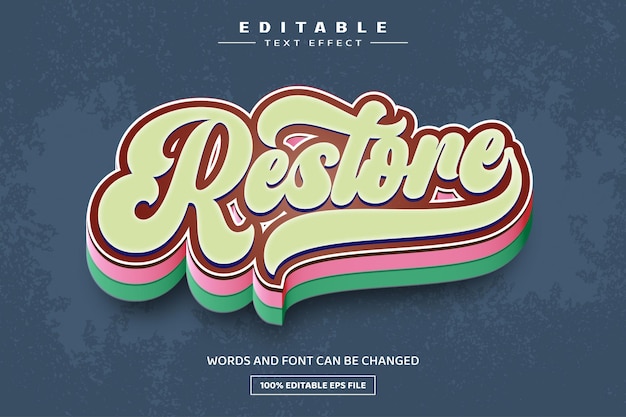 Restore 3D editable text effect template